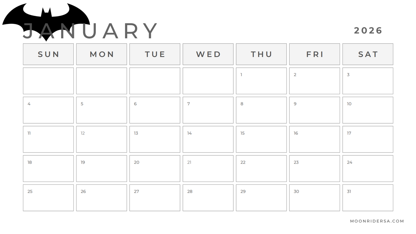 Batman digital calendar